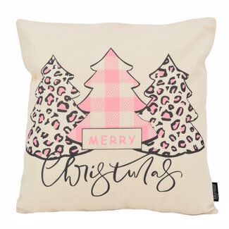 Gek op kussens! Merry Christmas - Pink #3 | 45 x 45 cm | Kussenhoes | Katoen/Linnen