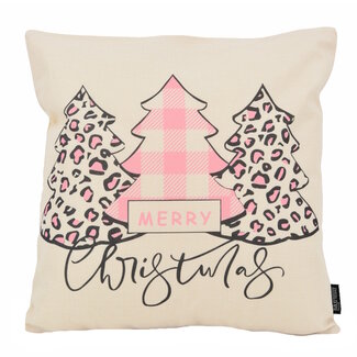Gek op kussens! Merry Christmas - Pink #3 Kussenhoes | 45x45 cm | Katoen/Linnen