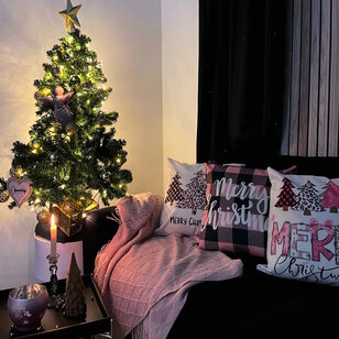 Merry Christmas - Pink #4 Kissenbezug | 45x45 cm | Baumwolle/Leinen