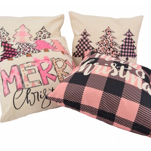 Sierkussen Merry Christmas - Pink #3 | 45 x 45 cm | Katoen/Linnen