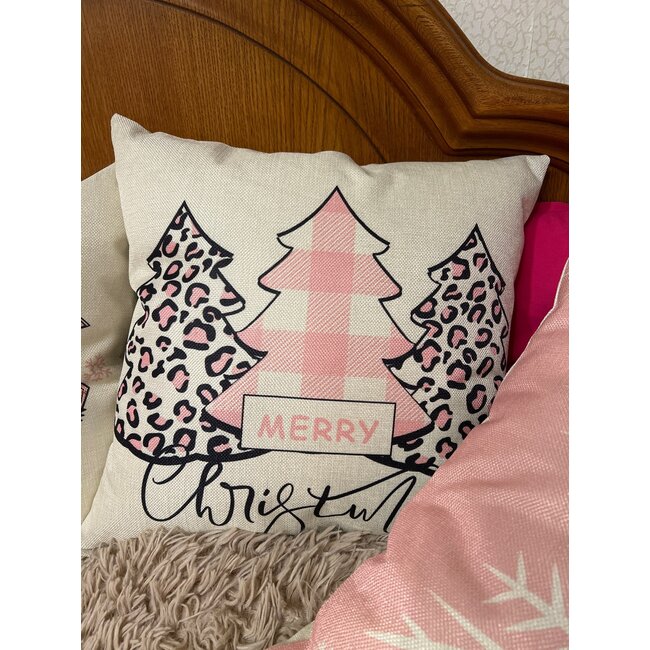 Merry Christmas - Pink #3 | 45 x 45 cm | Kussenhoes | Katoen/Linnen