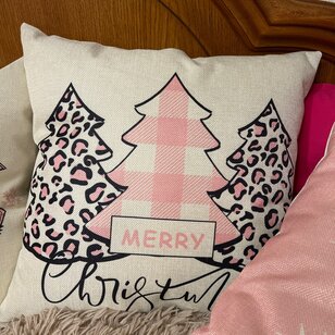 Sierkussen Merry Christmas - Pink #3 | 45 x 45 cm | Katoen/Linnen