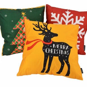 Weihnachten Rentier Kissenbezug | 45x45 cm | Baumwolle/Polyester