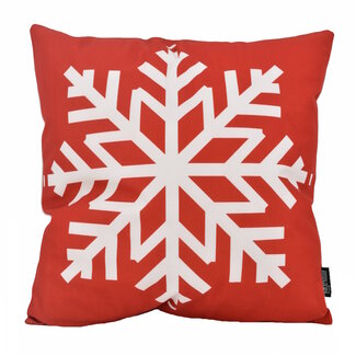 Gek op kussens! Red Snowflake | 45 x 45 cm | Kussenhoes | Katoen/Polyester