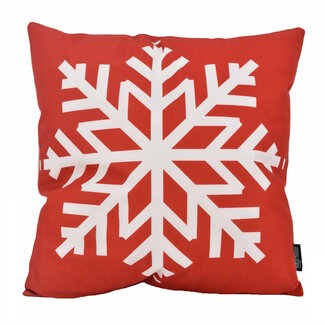 Gek op kussens! Red Snowflake Kussenhoes | 45x45 cm | Katoen/Polyester