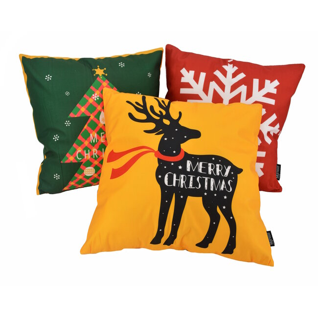 Farbe Weihnachtsbaum Kissenbezug | 45x45 cm | Baumwolle/Leinen