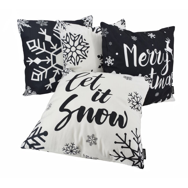 Sierkussen Zwart-Wit Kerst #4 | 45 x 45 cm | Katoen/Polyester