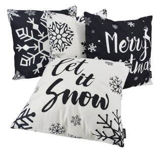 Zwart - Wit Kerst #4 Kussenhoes | 45x45 cm | Katoen/Polyester