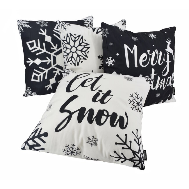 Zwart - Wit Kerst #1 Kussenhoes | 45x45 cm | Katoen/Polyester
