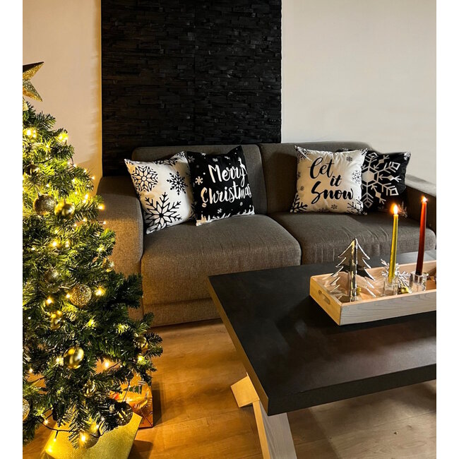 Sierkussen Zwart-Wit Kerst #4 | 45 x 45 cm | Katoen/Polyester
