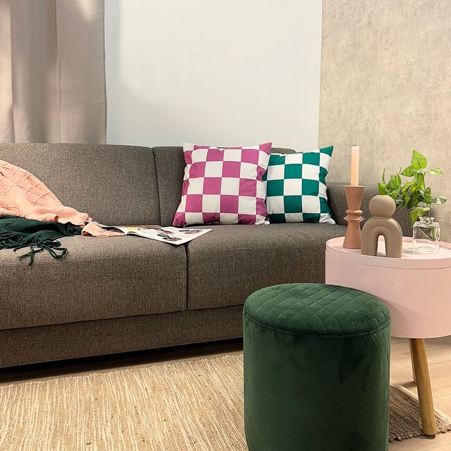 Checker Roze | 45 x 45 cm | Kussenhoes | Katoen/Polyester