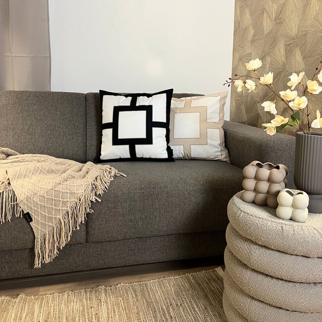 Graphic Chain Beige | 45 x 45 cm | Kussenhoes | Katoen/Polyester