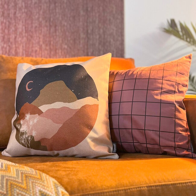 Sierkussen Vierkantjes Roze/Zwart | 45 x 45 cm | Katoen/Polyester