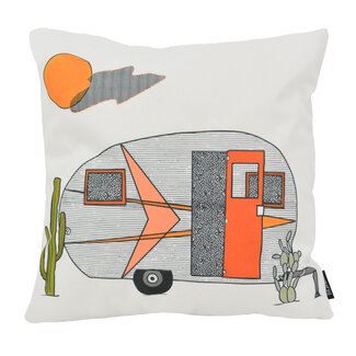Gek op kussens! Sierkussen Caravan Camping - Outdoor | 45 x 45 cm | Katoen/Polyester