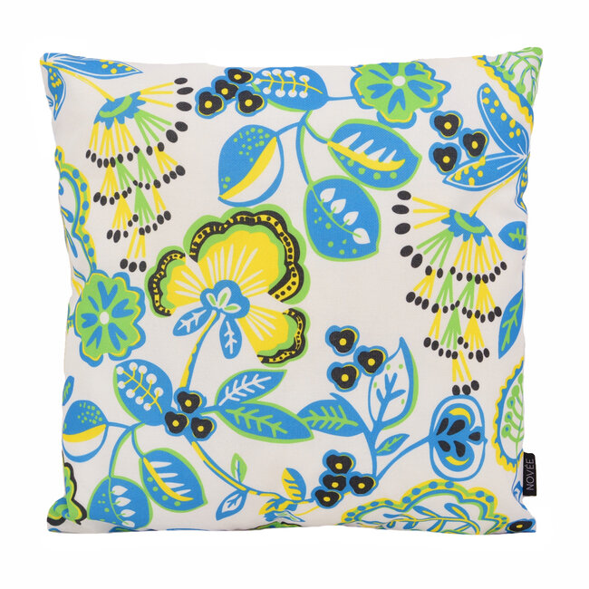Flower/Stripe - Geel Outdoor Kussenhoes | 45x45 cm | Katoen