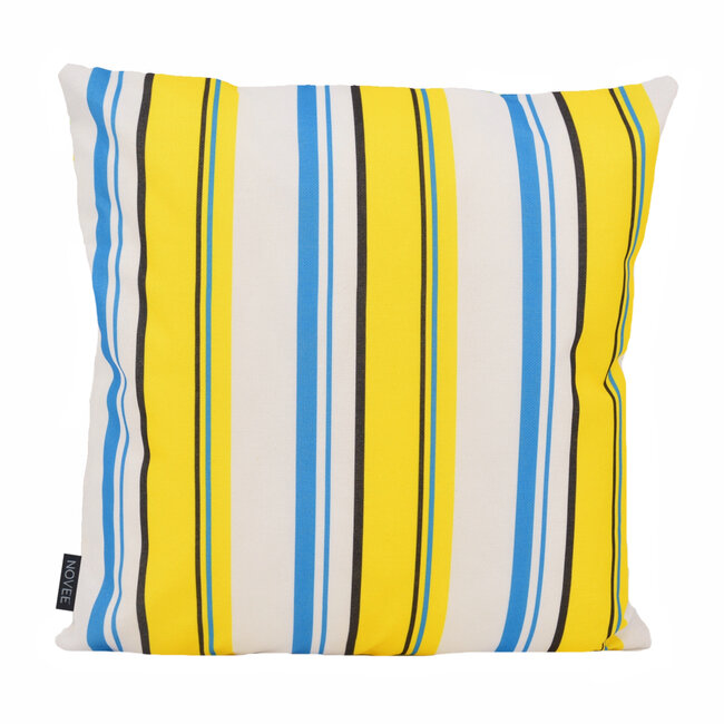 Flower/Stripe - Geel Outdoor Kussenhoes | 45x45 cm | Katoen