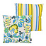 Flower/Stripe - Outdoor Gelb Kissenbezug | 45x45 cm | Baumwolle