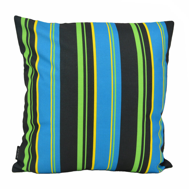 Flower/Stripe - Zwart Outdoor Kussenhoes | 45x45 cm | Katoen
