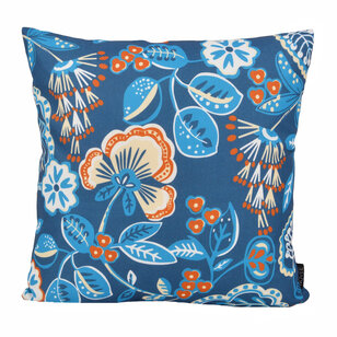 Flower/Stripe - Petrol Outdoor Kussenhoes | 45x45 cm | Katoen