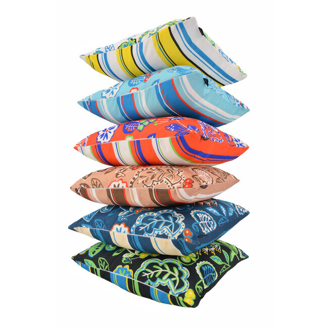 Flower/Stripe - Outdoor Beige Kissenbezug | 45x45 cm | Baumwolle