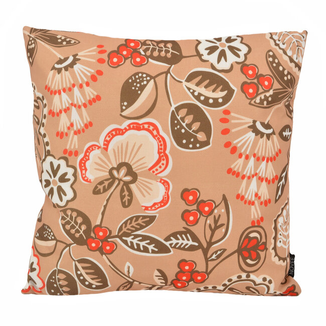 Flower/Stripe - Outdoor Beige Kissenbezug | 45x45 cm | Baumwolle