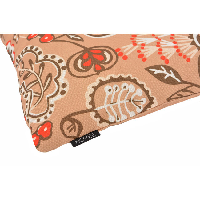 Flower/Stripe - Beige Outdoor Kussenhoes | 45x45 cm | Katoen