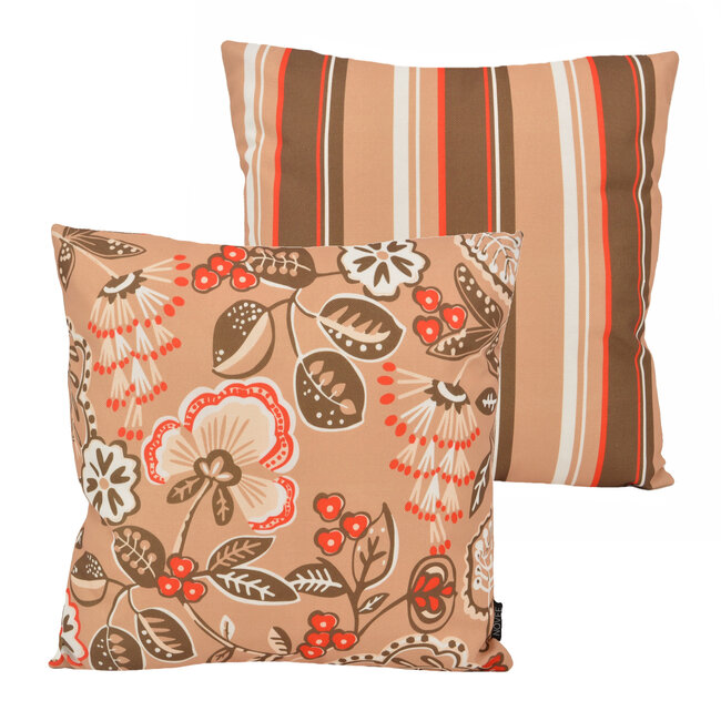 Sierkussen Flower / Stripe - Beige Outdoor | 45 x 45 cm | Katoen