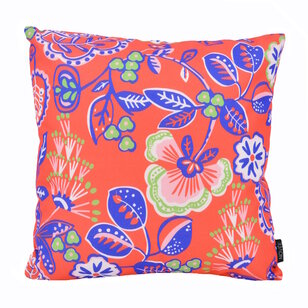 Flower/Stripe - Rood Outdoor Kussenhoes | 45x45 cm | Katoen