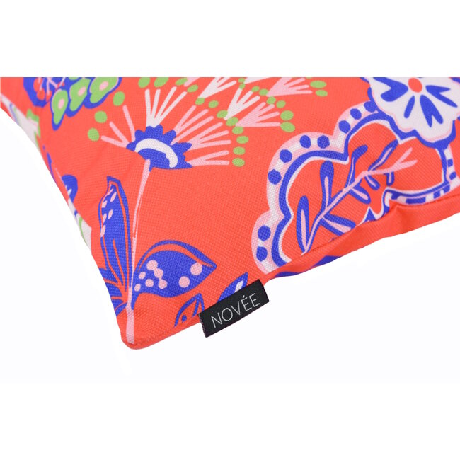Flower/Stripe - Rood Outdoor Kussenhoes | 45x45 cm | Katoen