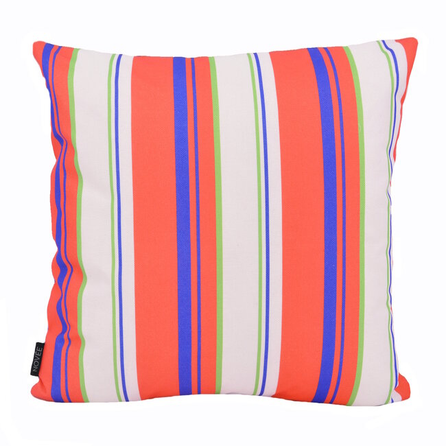 Flower/Stripe - Outdoor Rot Kissenbezug | 45x45 cm | Baumwolle