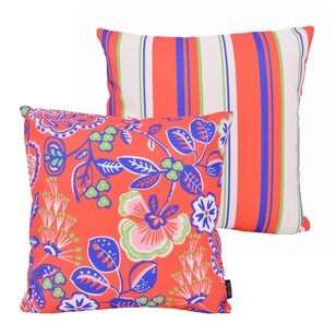 Flower/Stripe - Rood Outdoor Kussenhoes | 45x45 cm | Katoen