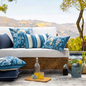 Flower/Stripe - Petrol Outdoor Kussenhoes | 45x45 cm | Katoen