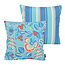 NOVÉE Flower/Stripe - Outdoor Blau Kissenbezug | 45x45 cm | Baumwolle