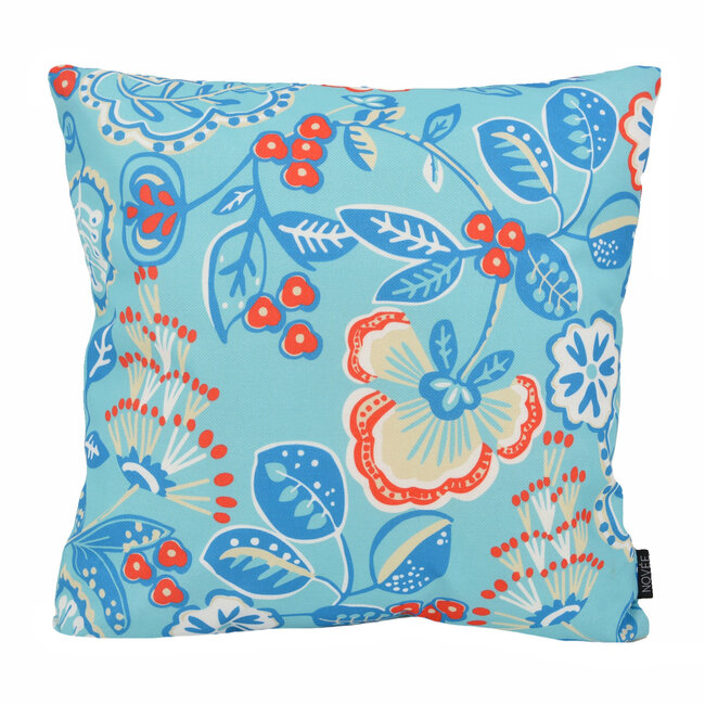 Sierkussen Flower / Stripe - Blauw Outdoor | 45 x 45 cm | Katoen