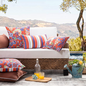 Sierkussen Flower / Stripe - Rood Outdoor | 45 x 45 cm | Katoen