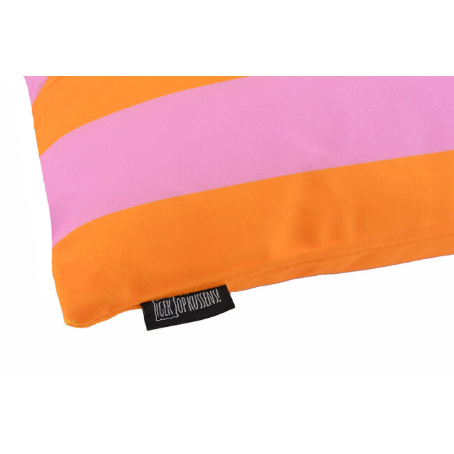 Streep Oranje/Roze Kussenhoes | 45x45 cm | Katoen/Polyester