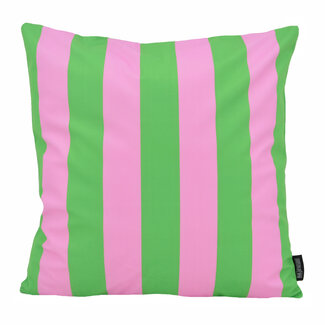 Gek op kussens! Streep Groen/Roze Kussenhoes | 45x45 cm | Katoen/Polyester