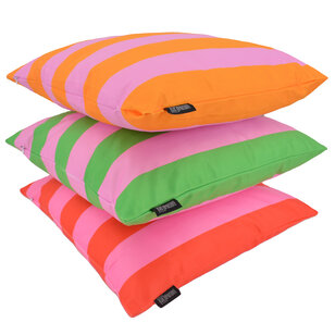 Streep Groen/Roze Kussenhoes | 45x45 cm | Katoen/Polyester
