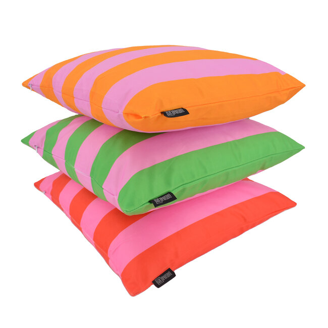 Streep Groen/Roze | 45 x 45 cm | Kussenhoes | Katoen/Polyester