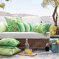 Flower/Stripe - Groen Outdoor Kussenhoes | 45x45 cm | Katoen