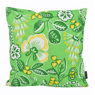 Flower/Stripe - Outdoor Grün Kissenbezug | 45x45 cm | Baumwolle