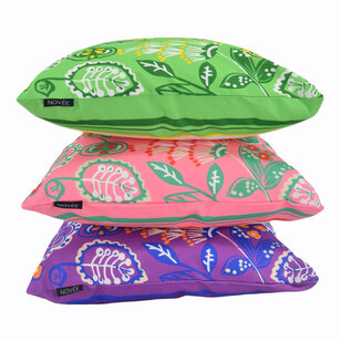 Flower/Stripe - Groen Outdoor Kussenhoes | 45x45 cm | Katoen