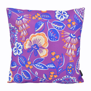 Flower/Stripe - Paars Outdoor Kussenhoes | 45x45 cm | Katoen