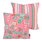 Flower/Stripe - Roze Outdoor Kussenhoes | 45x45 cm | Katoen