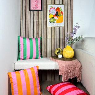Streep Rood/Roze Kussenhoes | 45x45 cm | Katoen/Polyester