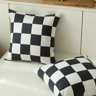 Checker Zwart Kussenhoes | 45x45 cm | Katoen/Polyester