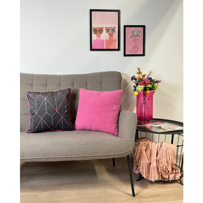 Sierkussen Velvet Graphic Pink | 45 x 45 cm | Velvet/Polyester