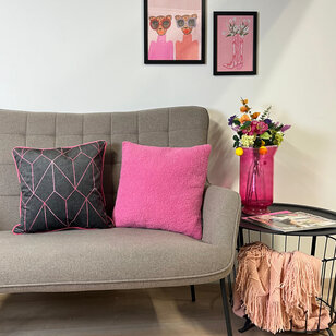 Velvet Graphic Pink Kussenhoes | 45x45 cm | Velvet/Polyester