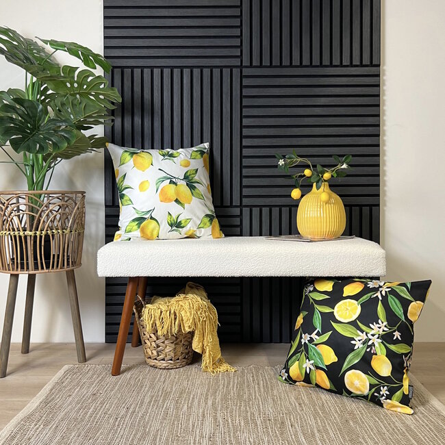 Zitronen Schwarz/Gelb Kissenbezug | 45x45 cm | Baumwolle/Polyester