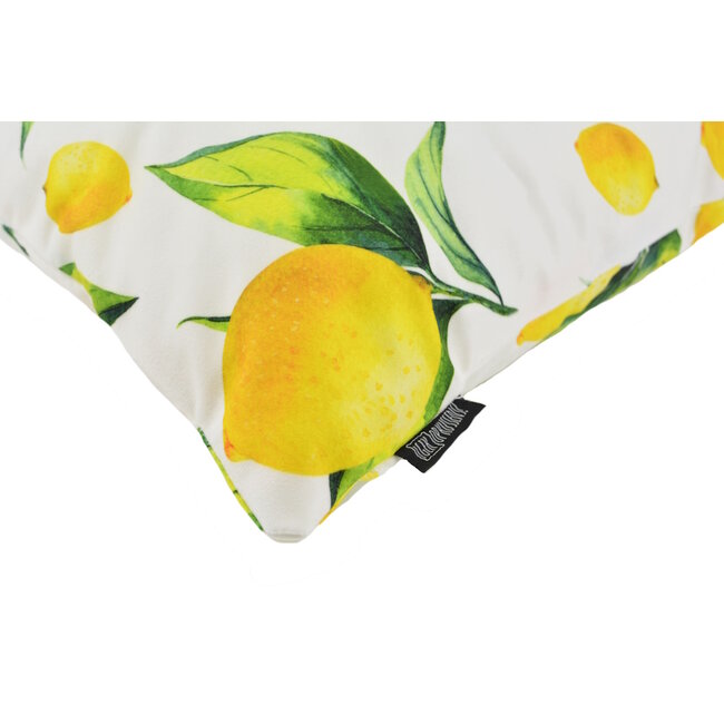 Citroenen Wit/Geel | 45 x 45 cm | Kussenhoes | Katoen/Polyester